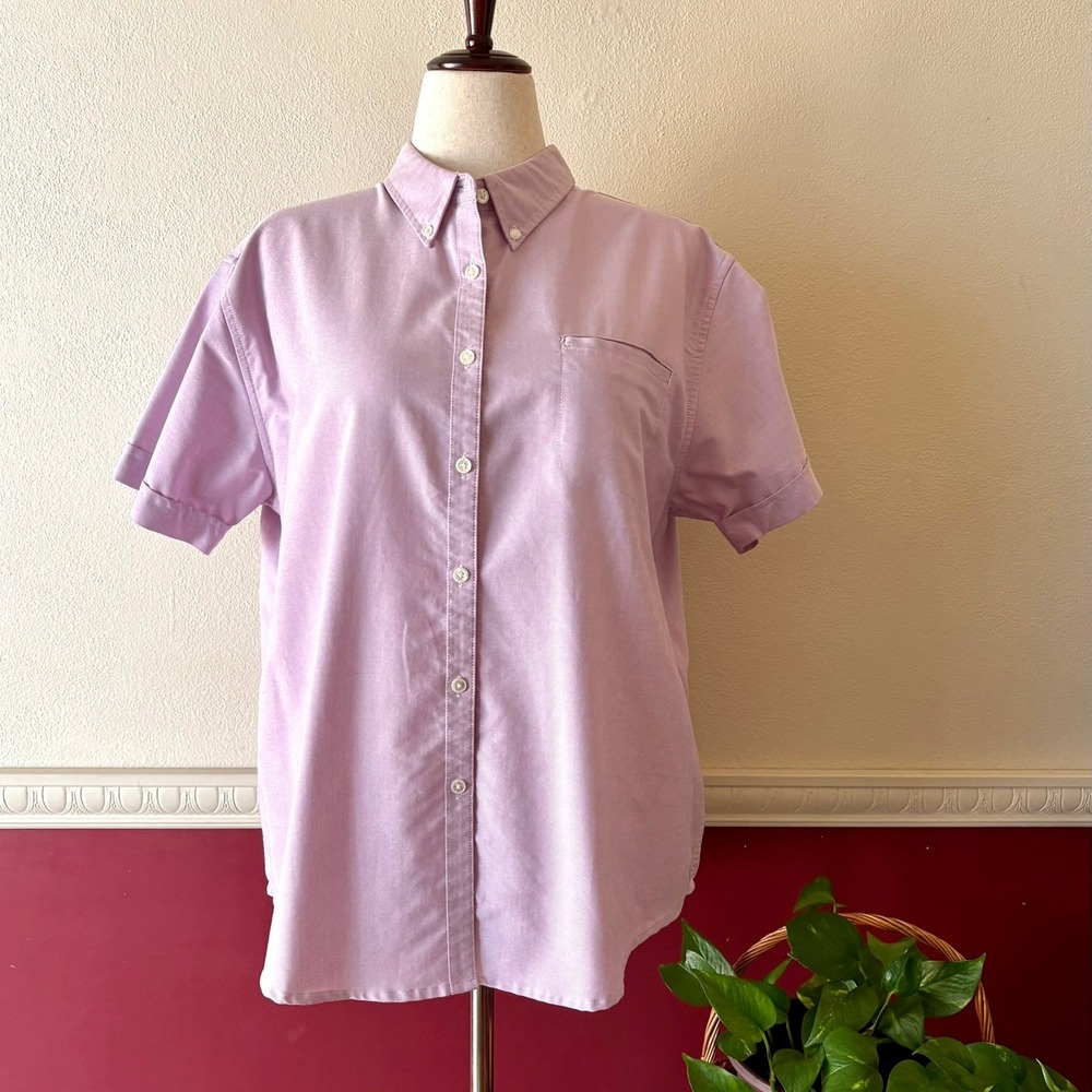 Vintage Cabin Creek Wrinkle Free Short Sleeve Button-Down Shirt 16 XL Lavender